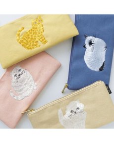 画像2: 【松尾ミユキ】cat ペンケース　猫刺繍×お花刺繍｜コスメポーチにも♪｜４種類から選べる♪｜猫ネコねこ (2)