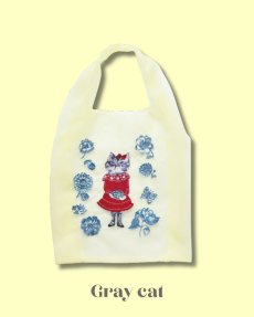 画像3: 【Nathalie Lete】Organdy Bag｜ナタリー・レテ　オーガンジー猫刺繍バッグ｜４種類から選べる♪　Maya / Gray cat / Blue eye / Black cat｜猫ネコねこ (3)