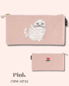画像10: 【松尾ミユキ】cat ペンケース　猫刺繍×お花刺繍｜コスメポーチにも♪｜４種類から選べる♪｜猫ネコねこ (10)