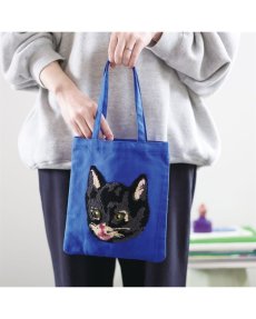 画像7: 【Nathalie Lete】Fluffy mini bag｜ナタリー・レテ　もこもこ猫刺繍ミニトートバッグ｜４種類から選べる♪　Maya / Gray cat / Blue eye / Black cat｜猫ネコねこ (7)