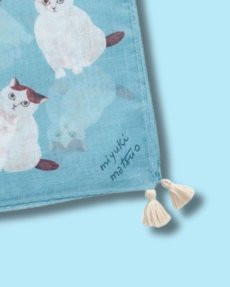 画像3: 【松尾ミユキ】Tassel Cloth｜タッセルクロス｜ボンボン付きハンカチ｜４種類から選べる♪Momo / Bushy / Perle / Shima｜ネコ猫ねこ (3)