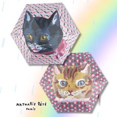 画像1: 【Nathalie Lete】Folding umbrella 晴雨兼用傘｜２種類から選べる♪Black cat / Maya｜超軽量・UV・撥水加工♪日傘、雨傘両用折りたたみ傘｜ネコ猫ねこ (1)