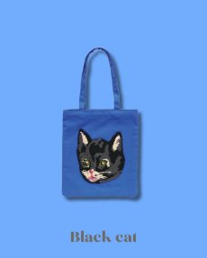 画像5: 【Nathalie Lete】Fluffy mini bag｜ナタリー・レテ　もこもこ猫刺繍ミニトートバッグ｜４種類から選べる♪　Maya / Gray cat / Blue eye / Black cat｜猫ネコねこ (5)