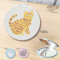 画像1: 【松尾ミユキ】Conpact mirror｜コンパクトミラー｜３種類から選べる♪Milo / Stella / Elliot｜ネコ猫ねこ｜手鏡ハンドミラー携帯用折りたたみ鏡 (1)