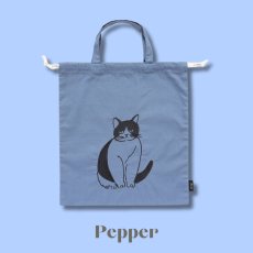 画像4: 【松尾ミユキ】Embroidered Drawstring bag L｜ねこ刺繍巾着バッグＬ（大）｜４種類から選べる♪Pumpkin / Noisettes / Pepper / Chloe｜猫ネコねこ (4)