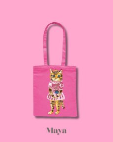 画像2: 【Nathalie Lete】Fluffy Rectangle tote bag｜ナタリー・レテ　もこもこ猫刺繍A4すっぽりトートバッグ｜４種類から選べる♪　Maya / Gray cat / Blue eye / Black cat｜猫ネコねこ (2)