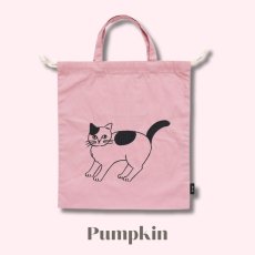 画像2: 【松尾ミユキ】Embroidered Drawstring bag L｜ねこ刺繍巾着バッグＬ（大）｜４種類から選べる♪Pumpkin / Noisettes / Pepper / Chloe｜猫ネコねこ (2)