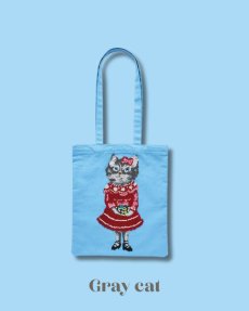 画像3: 【Nathalie Lete】Fluffy Rectangle tote bag｜ナタリー・レテ　もこもこ猫刺繍A4すっぽりトートバッグ｜４種類から選べる♪　Maya / Gray cat / Blue eye / Black cat｜猫ネコねこ (3)