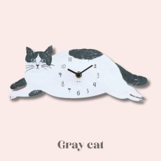 画像3: 【松尾ミユキ】 掛け時計 ダイカット｜２種類から選べる♪Cat in the basket / Gray cat｜ハチワレ｜ネコ猫ねこ (3)