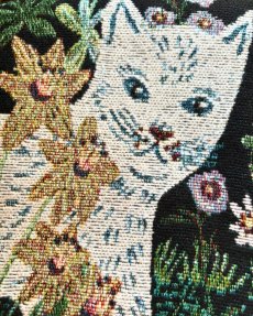 画像3: 【Nathalie Lete】ナタリー・レテ　タペストリーラグ　Garden｜ゴブラン織り｜ブランケットなどマルチカバーに｜ネコ猫ねこ (3)
