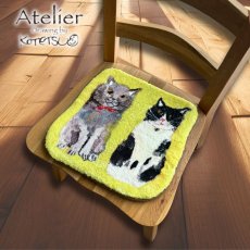 画像6: 【Atelier KOTETSU / アトリエコテツ】チェアパッド３種類ぜんぶセット｜ブレーメンの音楽隊／黒ハチワレネコ／サビ＆ハチワレ猫｜猫ネコねこ【92540050】 (6)