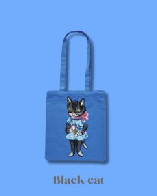 画像5: 【Nathalie Lete】Fluffy Rectangle tote bag｜ナタリー・レテ　もこもこ猫刺繍A4すっぽりトートバッグ｜４種類から選べる♪　Maya / Gray cat / Blue eye / Black cat｜猫ネコねこ (5)