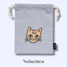画像4: 【松尾ミユキ】Embroidered Drawstring bag S｜ねこ刺繍巾着バッグＳ（小）｜４種類から選べる♪Pumpkin / Noisettes / Pepper / Chloe｜ネコ猫ねこ｜ (4)