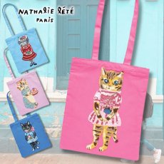 画像1: 【Nathalie Lete】Fluffy Rectangle tote bag｜ナタリー・レテ　もこもこ猫刺繍A4すっぽりトートバッグ｜４種類から選べる♪　Maya / Gray cat / Blue eye / Black cat｜猫ネコねこ (1)