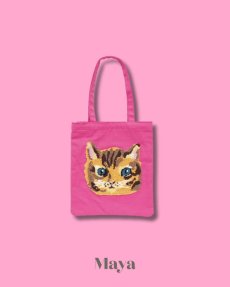 画像2: 【Nathalie Lete】Fluffy mini bag｜ナタリー・レテ　もこもこ猫刺繍ミニトートバッグ｜４種類から選べる♪　Maya / Gray cat / Blue eye / Black cat｜猫ネコねこ (2)