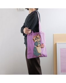 画像6: 【Nathalie Lete】Fluffy Rectangle tote bag｜ナタリー・レテ　もこもこ猫刺繍A4すっぽりトートバッグ｜４種類から選べる♪　Maya / Gray cat / Blue eye / Black cat｜猫ネコねこ (6)