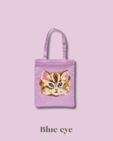 画像4: 【Nathalie Lete】Fluffy mini bag｜ナタリー・レテ　もこもこ猫刺繍ミニトートバッグ｜４種類から選べる♪　Maya / Gray cat / Blue eye / Black cat｜猫ネコねこ (4)