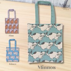 画像1: 【松尾ミユキ】Soft Knit bag｜ゴブラン織り やわらかトートバッグ｜長めの持ち手｜３種類から選べる♪ Finn / Minnos / Kinaco｜猫ネコねこ (1)
