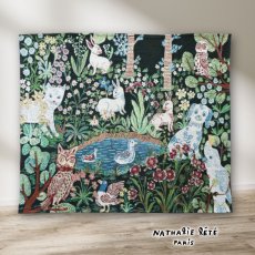 画像2: 【Nathalie Lete】ナタリー・レテ　タペストリーラグ　Garden｜ゴブラン織り｜ブランケットなどマルチカバーに｜ネコ猫ねこ (2)