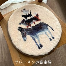 画像4: 【Atelier KOTETSU / アトリエコテツ】チェアパッド３種類ぜんぶセット｜ブレーメンの音楽隊／黒ハチワレネコ／サビ＆ハチワレ猫｜猫ネコねこ【92540050】 (4)