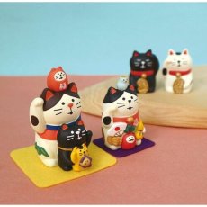 画像8: 【DECOLE concombre／デコレ コンコンブル】３点セット♪ FUKU福MONO うとうと招き猫・福ねこだるま｜三毛猫／黒猫／紅猫だるま｜オブジェ｜猫 ネコ ねこ (8)