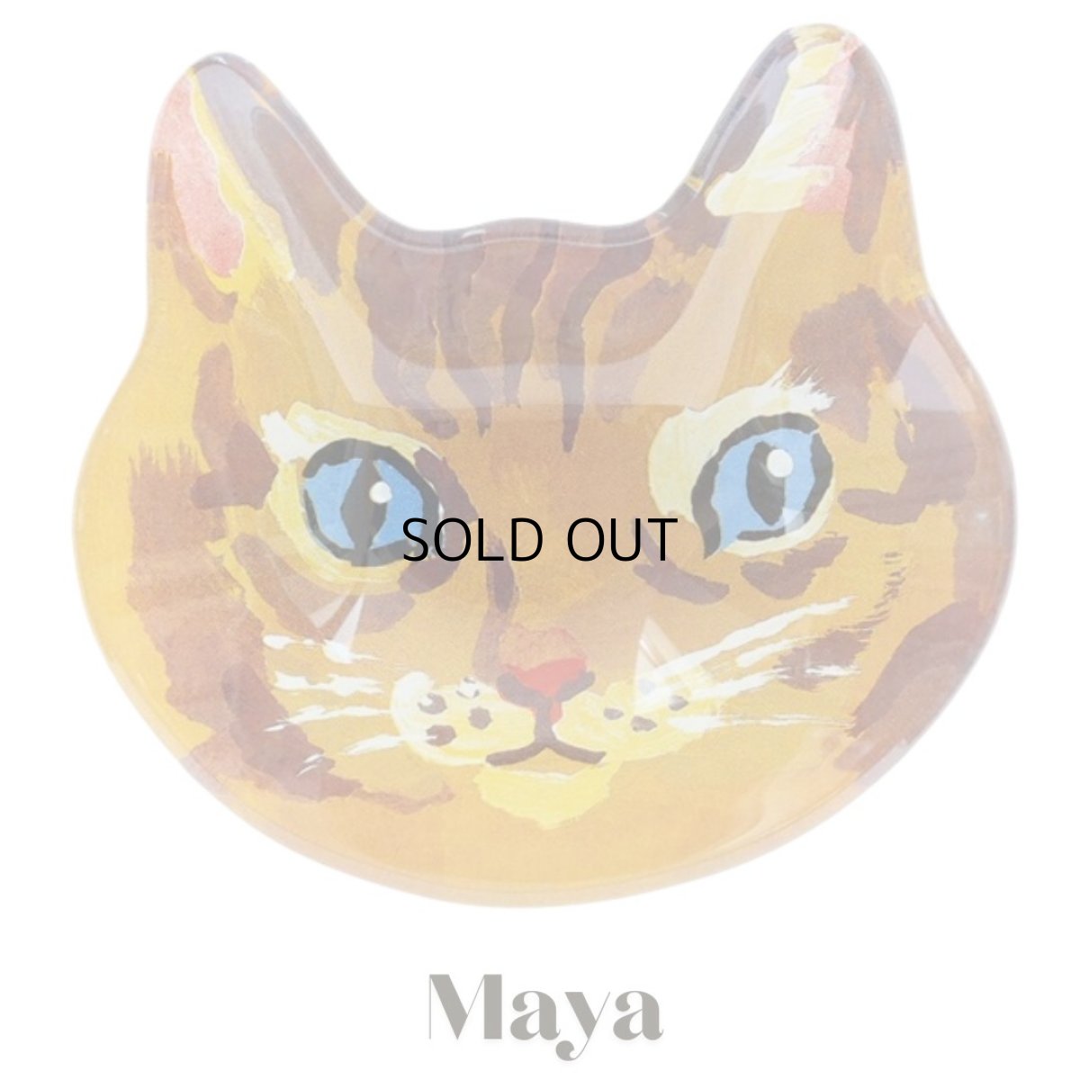 画像2: 【Nathalie Lete】\4点セット/Cat face glass plate W13cm 猫型ボウル|Maya/Gray cat/Blue eye/Black cat|猫ネコねこ|お皿 (2)
