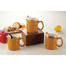 画像7: sun art | マグカップ＆スプーン　×２個　ペアセット | 日本製 | ハチワレ猫ちゃんがバスケットに入った♪ | カゴバスケットマグ (7)