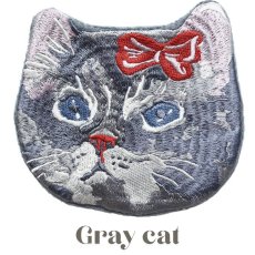 画像3: 【Nathalie Lete】Embroiderd cat face pouch｜ナタリー・レテ　刺繍入りネコ顔ポーチ｜選べるMaya/Gray cat/Blue eye/Black cat｜猫ねこ｜小物アクセサリー小物入れケース (3)