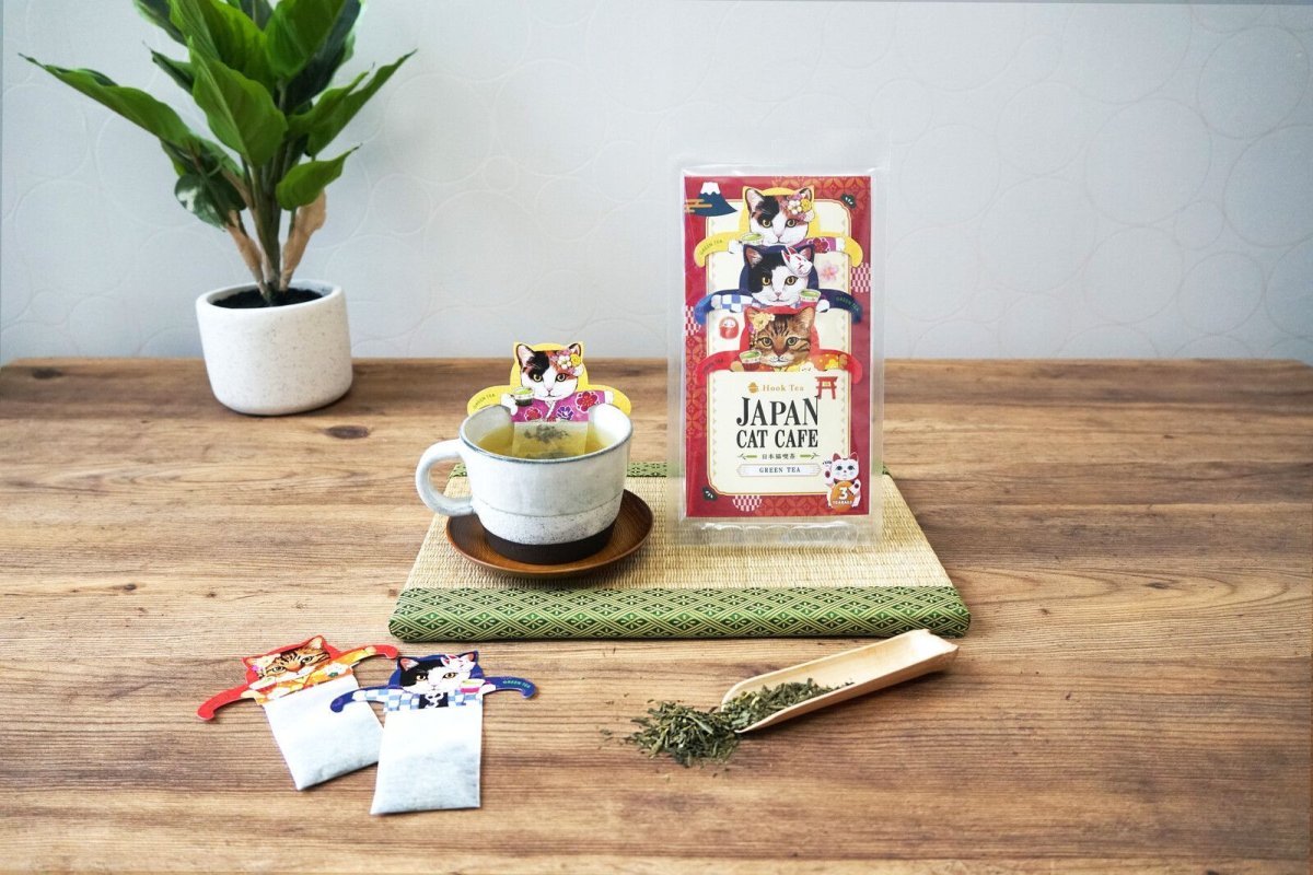 画像8: 【フックティー】＼３種類から選べるキャットカフェ／　キャットカフェ（アールグレイティー） ・ジャパンキャットカフェ（煎茶） ・ブラックキャットカフェ（メープルティー）｜猫 ネコ ねこ｜紅茶 緑茶 日本茶 (8)