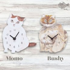画像1: 【松尾ミユキ】 Diecut clock 2｜壁掛け時計２｜選べるデザイン　Momo/Bushy｜ねこ 猫 ネコ (1)