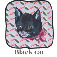 画像2: 【Nathalie Lete】Mini Hand towel｜ナタリー・レテ ミニハンドタオル｜選べるデザイン Black cat/Tabby cat｜猫 ねこ ネコ｜スマホやメガネを拭ける高吸水性マイクロファイバー (2)