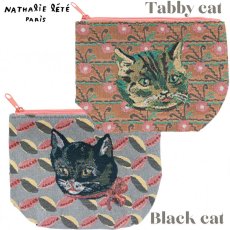 画像1: 【Nathalie Lete】 ポーチ Animal｜小物入れ｜選べるデザイン Black cat/Tabby cat｜猫 ネコ ねこ (1)