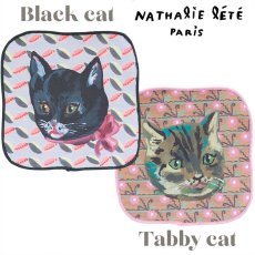 画像1: 【Nathalie Lete】Mini Hand towel｜ナタリー・レテ ミニハンドタオル｜選べるデザイン Black cat/Tabby cat｜猫 ねこ ネコ｜スマホやメガネを拭ける高吸水性マイクロファイバー (1)