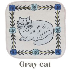 画像2: 【松尾ミユキ】 Hand cloth｜ハンドクロース ハンカチ｜選べるデザイン　Gray cat/Kitten/Peony｜ねこ 猫 ネコ｜ハンドタオル タオルハンカチ (2)