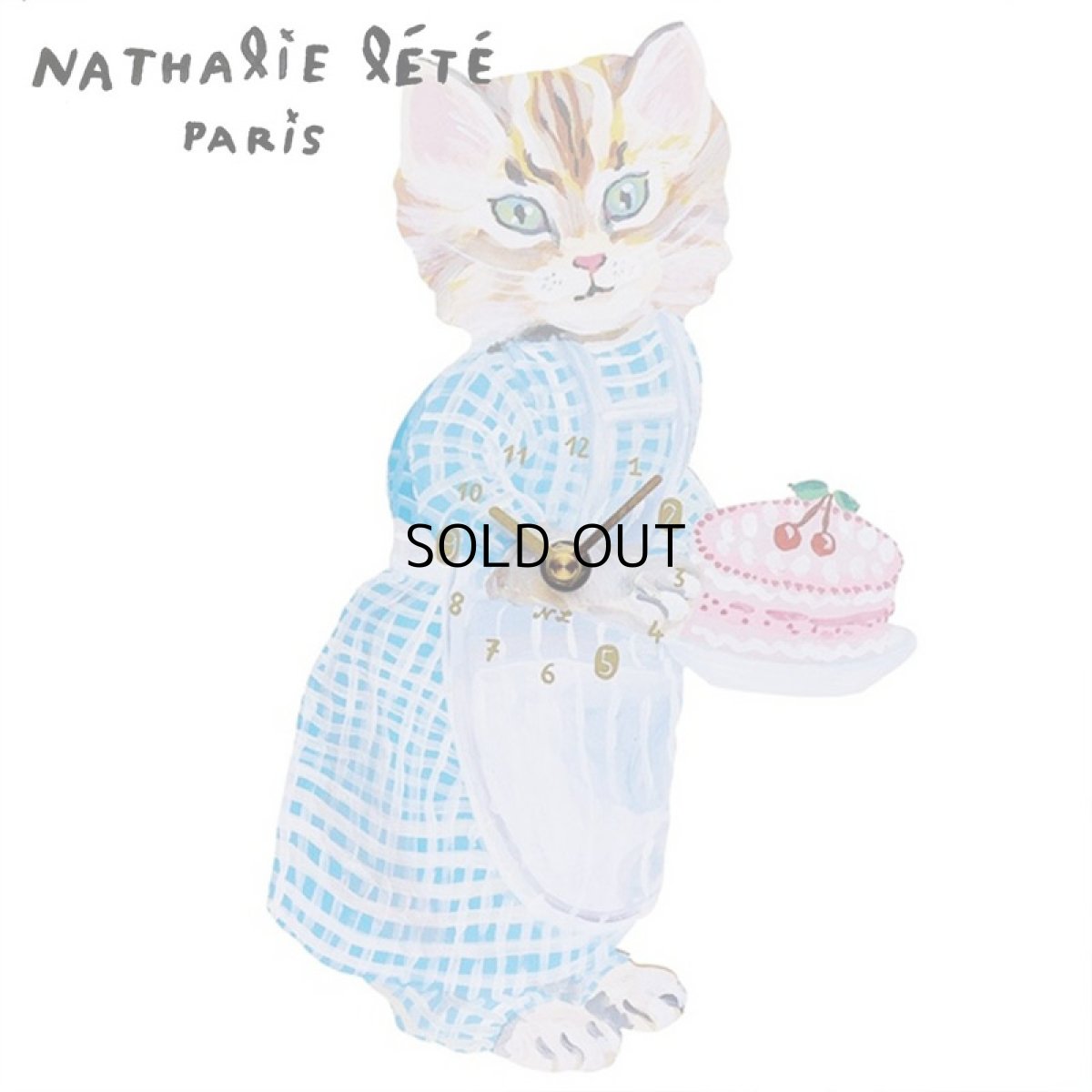 画像1: 【Nathalie Lete】 Diecut clock Animal 2｜ナタリー・レテ ダイカット掛時計 Blue eye｜猫 ねこ ネコ (1)
