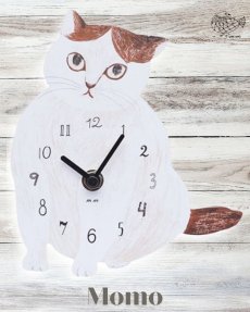 画像2: 【松尾ミユキ】 Diecut clock 2｜壁掛け時計２｜選べるデザイン　Momo/Bushy｜ねこ 猫 ネコ (2)