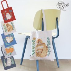 画像1: 【松尾ミユキ】 Rectangle tote bag｜ゴブラン織りトートバッグ｜選べるデザイン　Momo/Nala/Shima/Perle/Bushy｜ねこ 猫 ネコ (1)