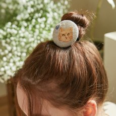 画像6: 【Nathalie Lete】ヘアアクセサリー circle hair tie butterfly cat｜バタフライ・キャット　蝶々と子猫(グレー)｜猫刺しゅう ヘアゴム｜猫 ねこ ネコ (6)