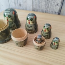 画像6: 【GOUACHE】 マトリョーシカ ネコ5個組(グレー)｜小物入れ｜置き物｜インテリア装飾｜猫 ネコ ねこ (6)