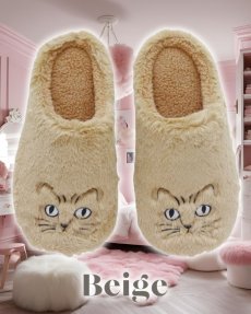 画像2: 【松尾ミユキ】ふわふわファースリッパ　Fluffy｜ルームスリッパ｜選べるカラー３種類｜もこもこスリッパ｜ねこ 猫 ネコ (2)