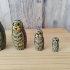 画像4: 【GOUACHE】 マトリョーシカ ネコ5個組(グレー)｜小物入れ｜置き物｜インテリア装飾｜猫 ネコ ねこ (4)