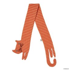 画像2: 【Donna Wilson】ねこのジンジマフラー｜スコットランド製ラムウール100%＆ロンドンスタジオ手刺繍｜チャトラ風オレンジボーダー｜ドナ・ウィルソン｜茶虎猫　ねこ　ネコ (2)