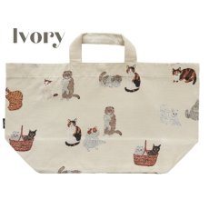 画像2: 【松尾ミユキ】 トートバッグ 舟形 Cats｜みんにゃ集合！ねこ達総柄｜選べるカラー｜猫 ネコ ねこ (2)