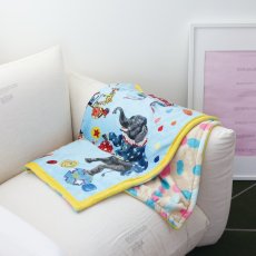 画像1: 【ナタリー・レテ / Nathalie Lete】Double layer ダブルレイヤーブランケット Cats-Mint green Blanket (1)