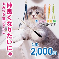 画像1: 【デザイナー直送品】送料込み【仲良くなりたいにゃ】猫じゃらし|つい夢中に♪デザイナーが作った丈夫な素材と選べるカラバリ♪ 青/ピンク/黄色/緑|♥チャリティ―商品♥ (1)
