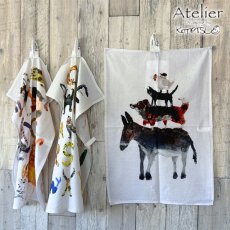 画像2: 【Atelier KOTETSU / アトリエコテツ】大判キッチンタオル｜コットン × リネン｜選べる３種類♪ ブレーメン/アルファベット/ネコ｜猫ねこネコ (2)