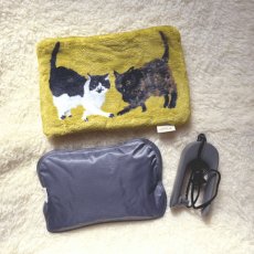 画像14: 【アトリエコテツ / Atelier KOTETSU】フリース湯たんぽ｜選べる２種類♪　ブラウン×ねこ／グリーン×ハチワレ＆さび猫｜ねこ猫ネコcat (14)