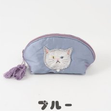 画像5: 【クラフトインディア / Craft India】ねこのビーズ刺繍ミニポーチ cat（アリストキャッツ）｜２種類から選べるカラー グレイ/ブルー｜猫ねこキャットcat (5)