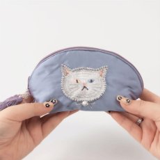 画像15: 【クラフトインディア / Craft India】ねこのビーズ刺繍ミニポーチ cat（アリストキャッツ）｜２種類から選べるカラー グレイ/ブルー｜猫ねこキャットcat (15)
