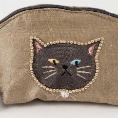 画像17: 【クラフトインディア / Craft India】ねこのビーズ刺繍ミニポーチ cat（アリストキャッツ）｜２種類から選べるカラー グレイ/ブルー｜猫ねこキャットcat (17)